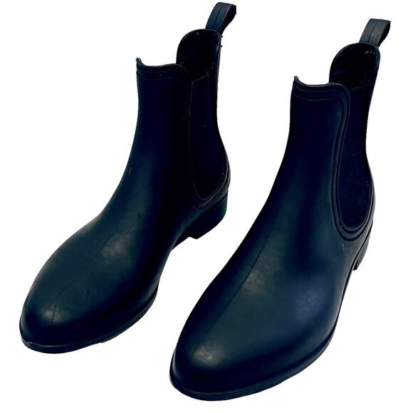 Jeffrey Campbell Women’s Sz 9 Black Rubber Chelsea Ankle Boot Waterproof Rain - Picture 2 of 9